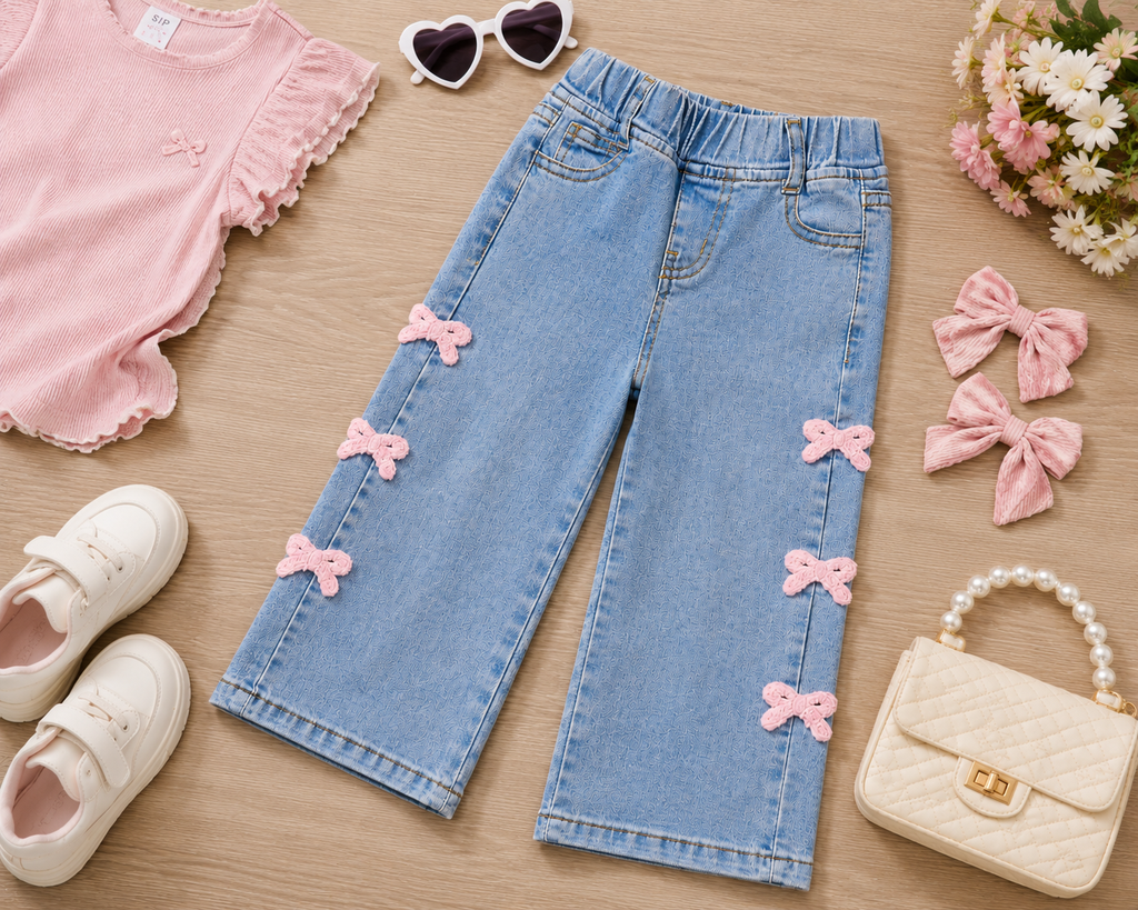 The Pretty in Bows Wide-Leg Jeans