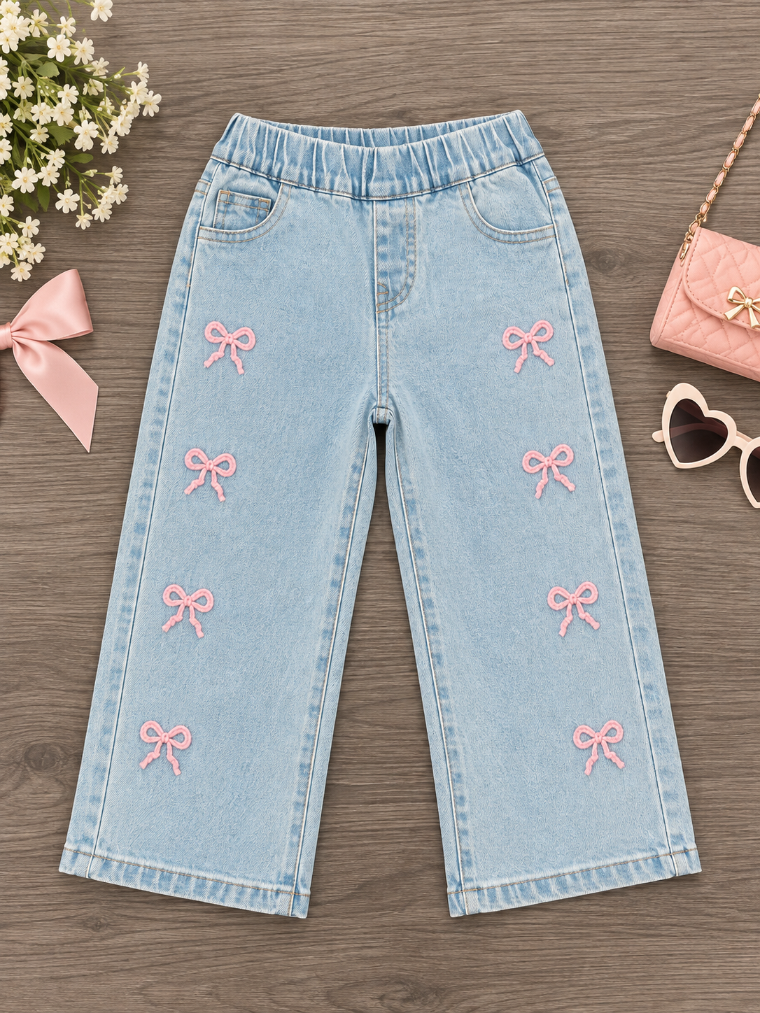 The Pretty in Bows Wide-Leg Jeans