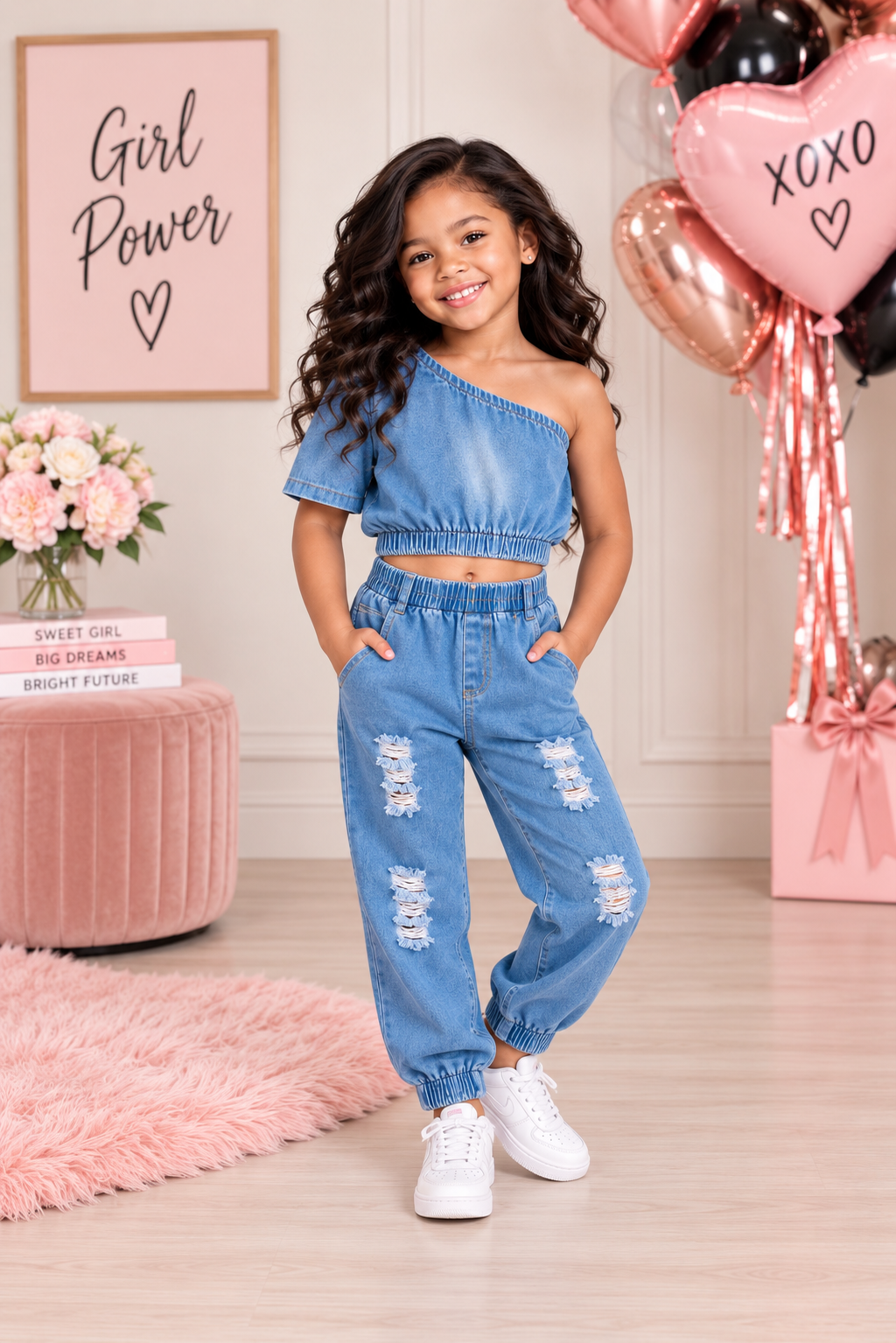 The Denim Days Distressed Jogger Set
