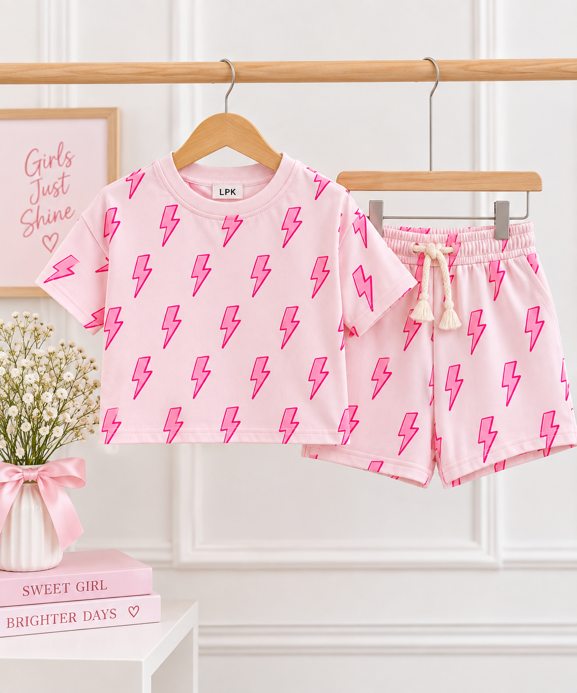 The Pink Bolts Shorts Set