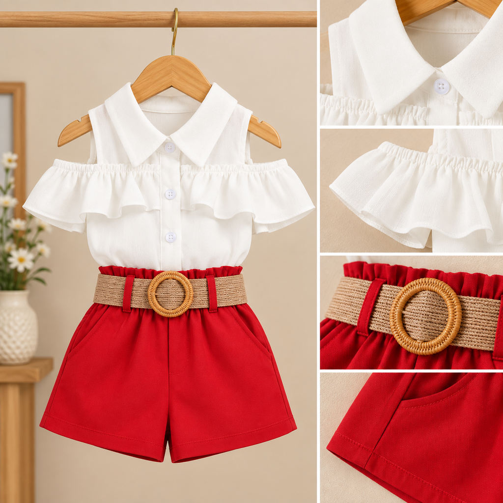 The Scarlet Ruffle Belted Set